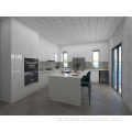 Design moderno laminado brancos de cozinha brilhante armários
